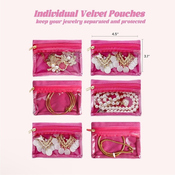 Pink Storage Box with Dividers and Matching Pouches - Picture 4 of 7